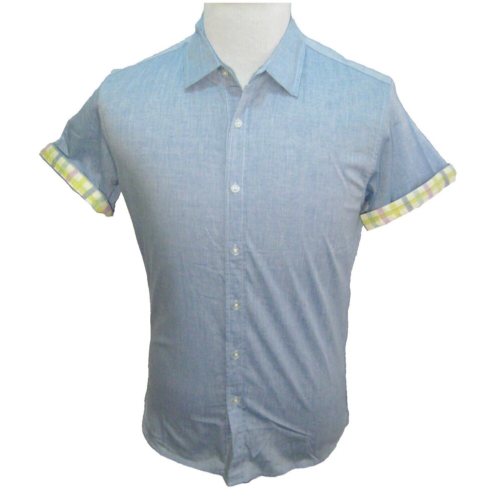 WHOLESALE Lot of 19 NEW Men's Blue Short Sleeve Button Front Shirts 100% Cotton